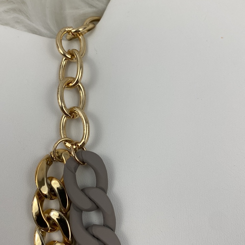 4/$20 A New Day Chunky 16-18” Gold Tone & Matte Gray Chain Link Layer Necklace - Picture 3 of 6